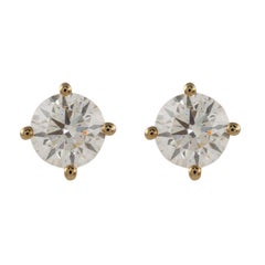 1.01ct Round Diamond Stud Earrings 18k Yellow Gold