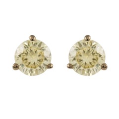 0,52 Karat Hellgelber runder Diamant-Ohrstecker 14k Gelbgold