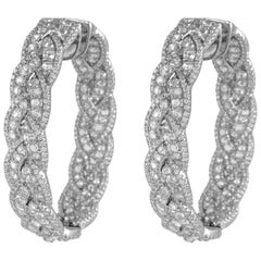 Apx 14,85 Karat Diamant-Creolen-Cluster-Ohrringe 18k Weißgold