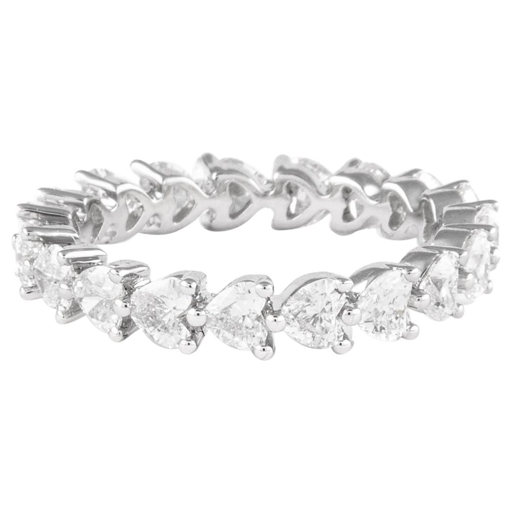 Alexander Beverly Hills 2.14ct Heart Diamond D-F VVS Eternity Band Platinum 5.75