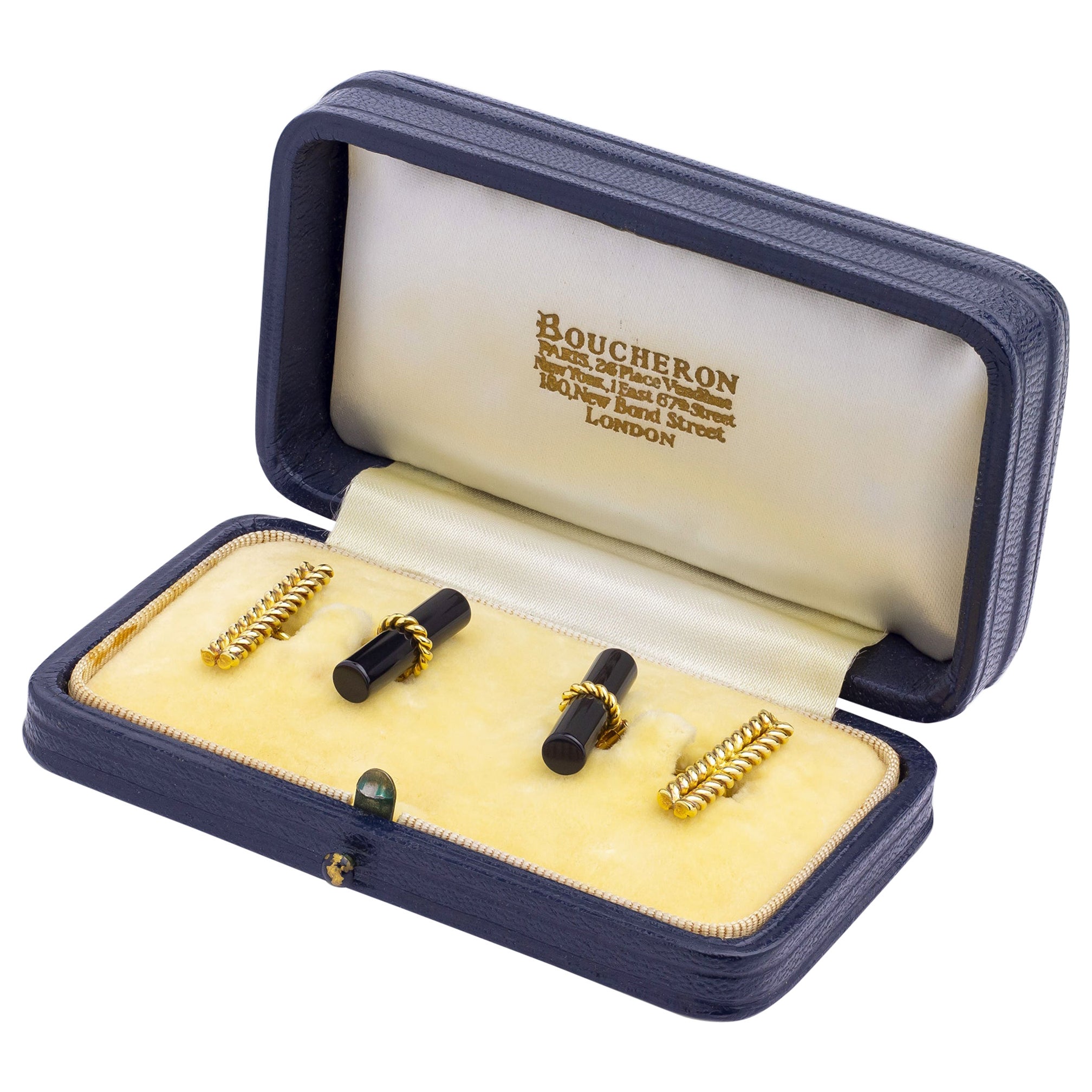18 Karat Gold & Onyx 'Baton' Cufflinks by Boucheron
