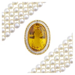 Citrine, Diamond & Pearl Convertible Necklace Bracelet