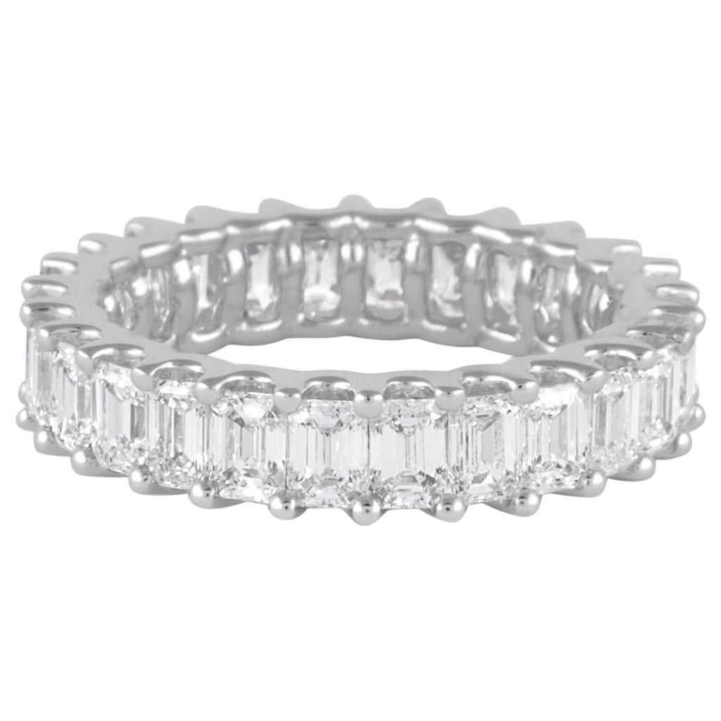 Alexander Beverly Hills 3.95ct D-F Emerald Cut Diamond Eternity Band 18k S.6.5