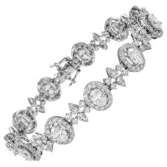 Bracelet en or blanc 18 carats avec diamants ovales et diamants ronds 9,67 carats