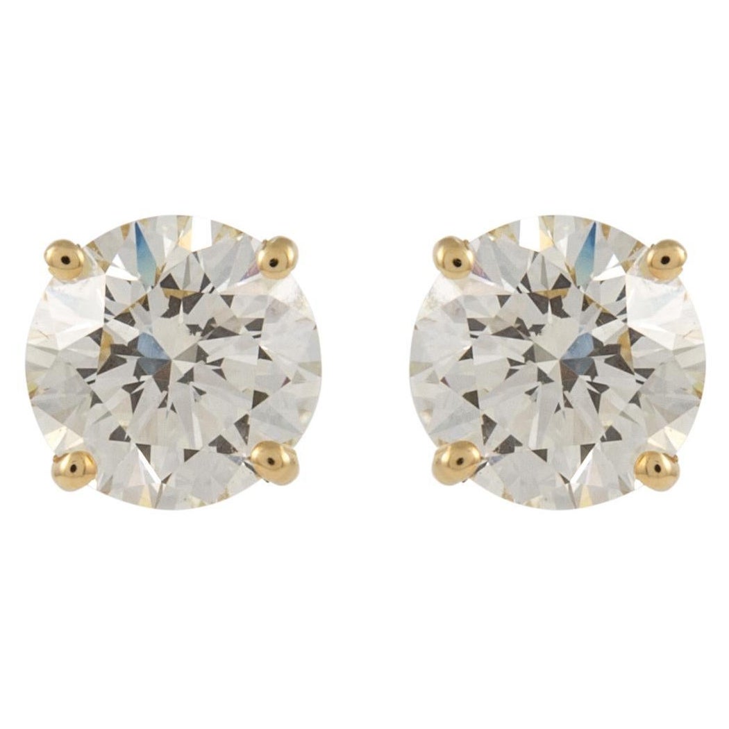 Alexander Beverly Hills EGL 3.37ct Round Diamond Stud Earrings 18k Yellow Gold
