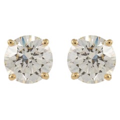 Alexander Beverly Hills EGL 3.37ct Round Diamond Stud Earrings 18k Yellow Gold