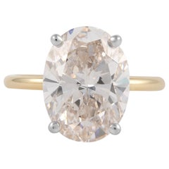 Alexander Beverly Hills GIA 5.18ct Oval Diamond Solitaire Ring Two Tone