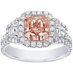 Tamir GIA Certified 1.66 Carat Fancy Brown Pink Radiant Diamond Ring 12
