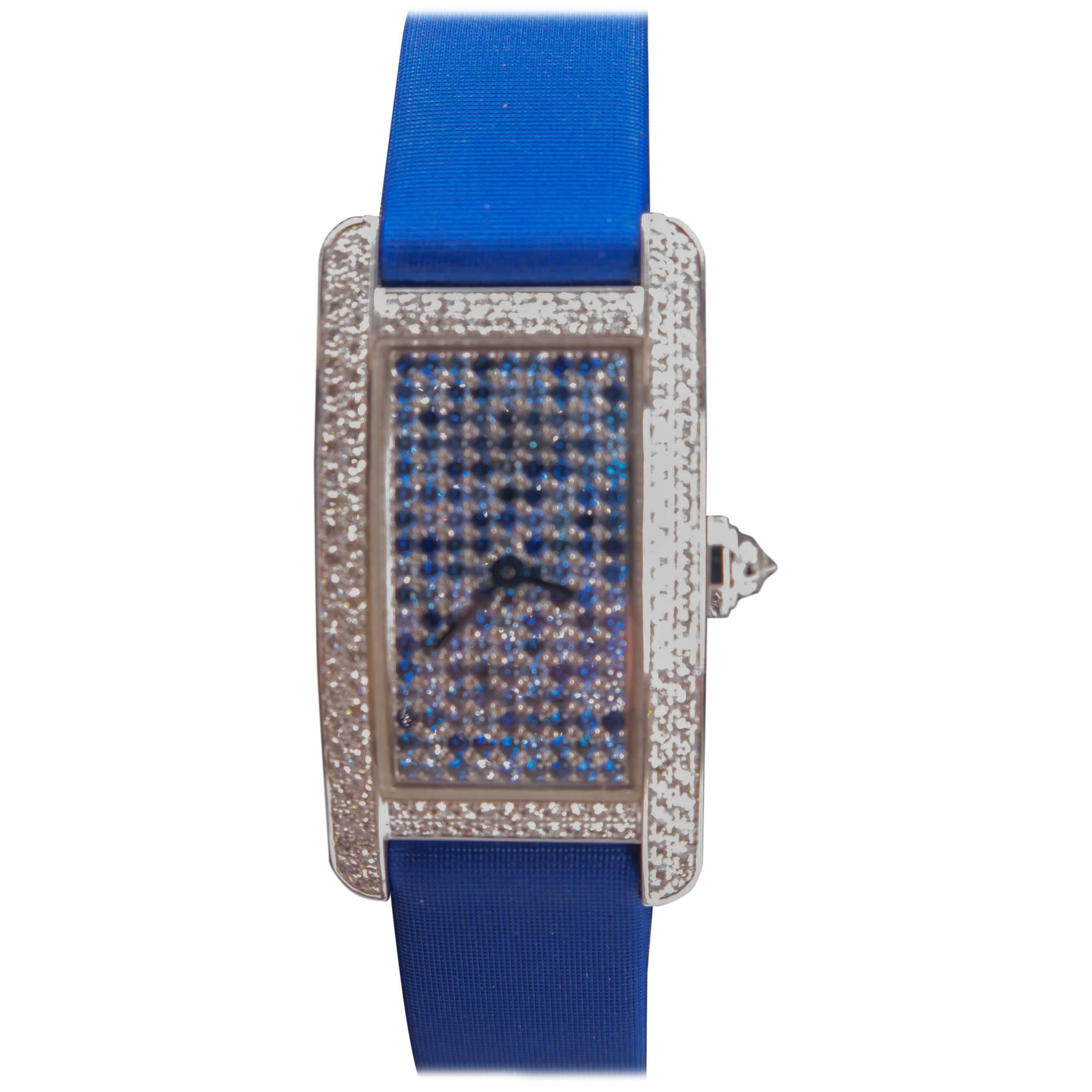 Cartier Ladies White Gold Tank Americaine quartz Wristwatch