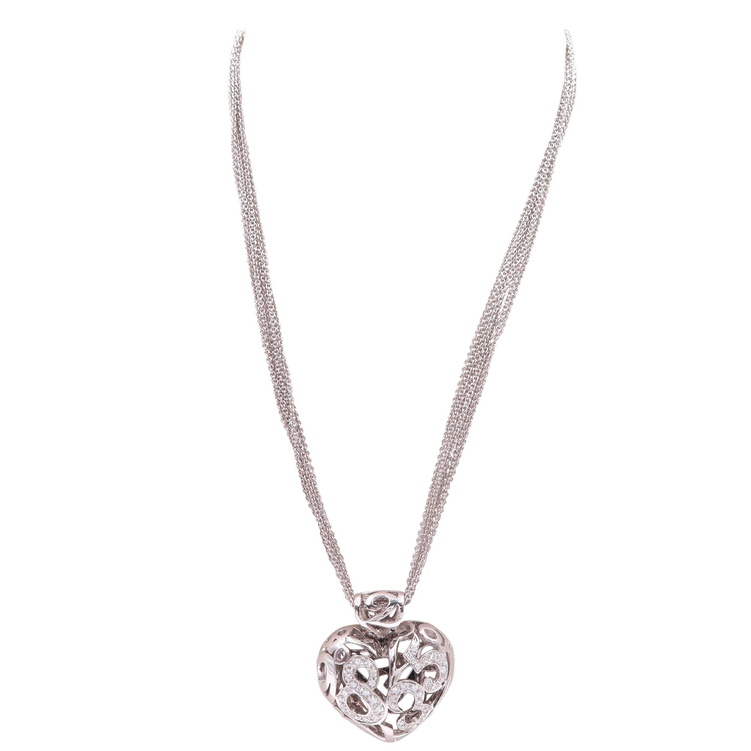 Franck Muller Diamond White Gold Talisman Heart Pendant 