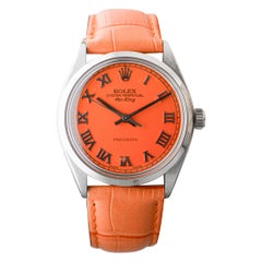 Rolex Air-King en acier inoxydable avec cadran orange personnalisé circa 1970's