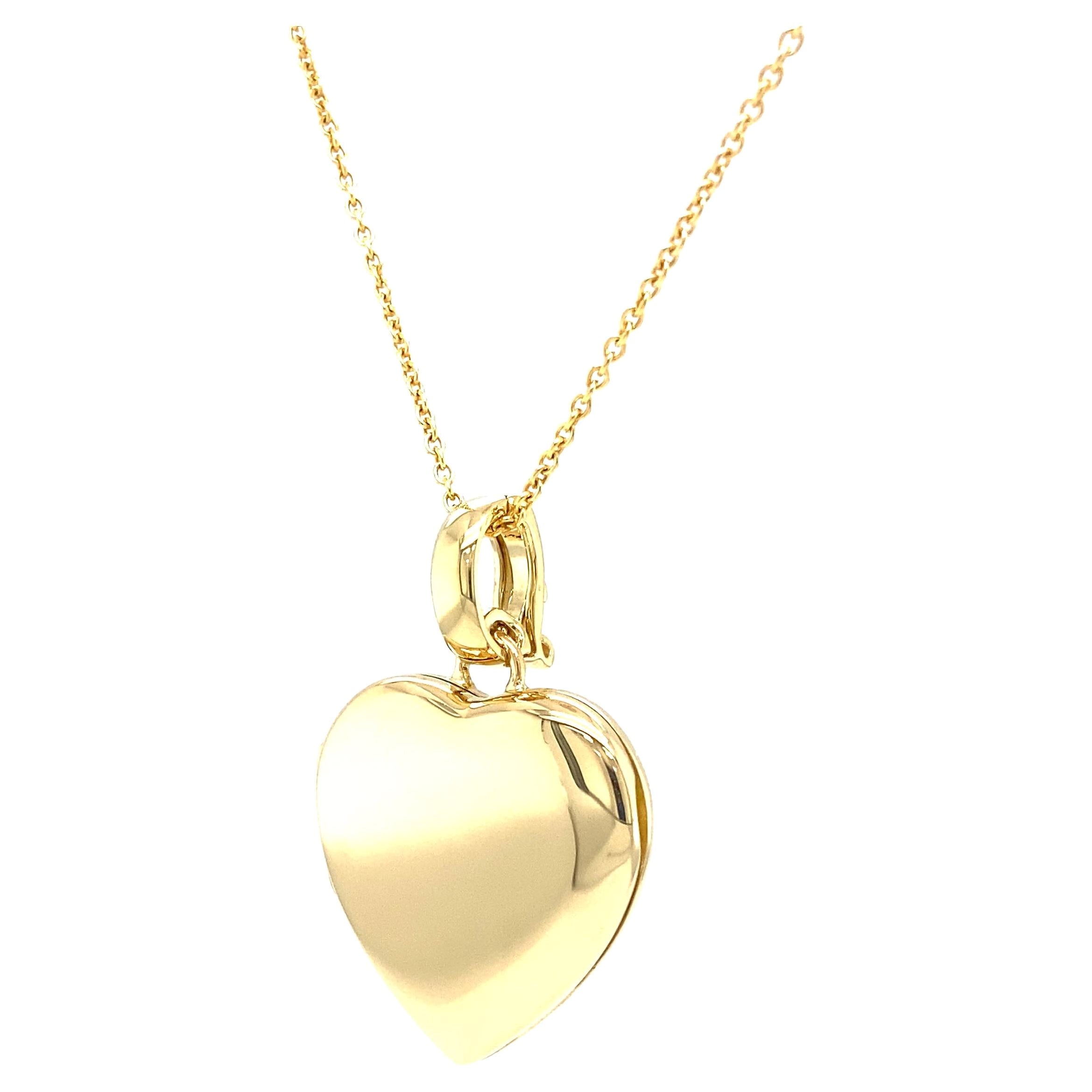 Heart Locket-Halskette mit Anhänger - 18k Gelbgold - robustes Design - 23 x 25 mm