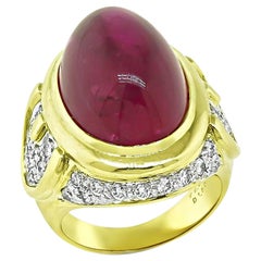 Estate 22,82ct Turmalina Rosa 1,50ct Diamante Anillo de Oro