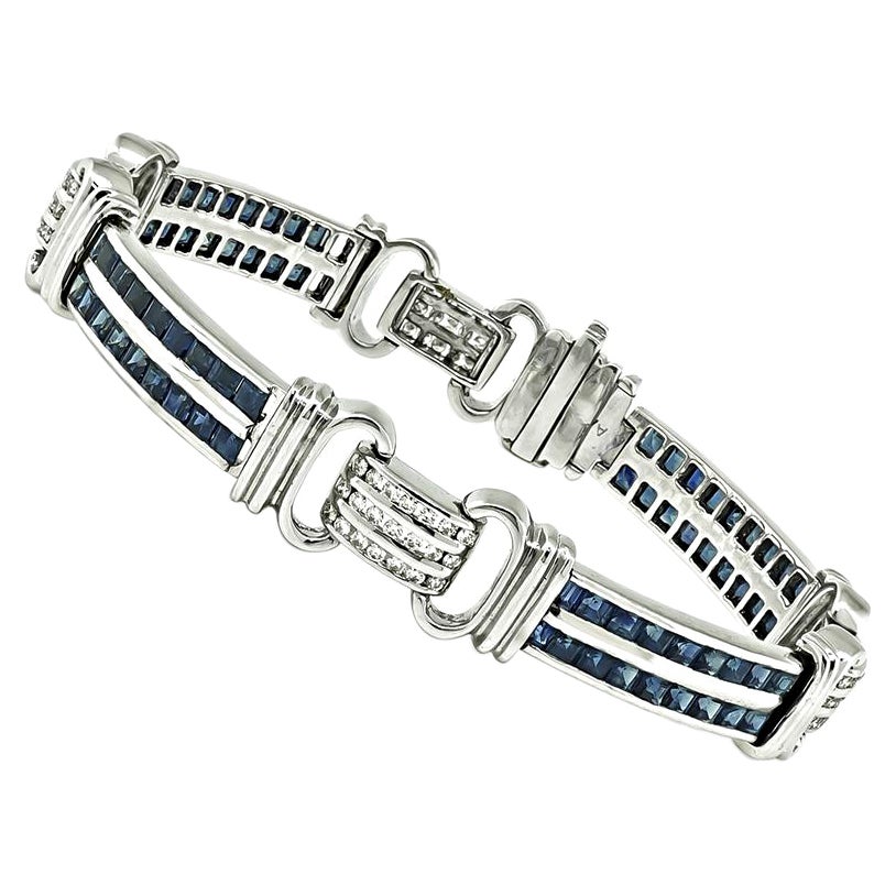 3.50ct Sapphire 1.50ct Diamond Gold Bracelet