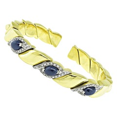 6.00ct Sapphire 0.30ct Diamond Gold Bangle
