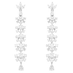 3.96 Carat SI/H Round Brilliant Cut Diamond Dangle Earrings 14 Karat White Gold