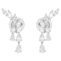 Natural 1.20 Carat Marquise Pear Diamond Earrings 14 Karat White Gold Jewelry