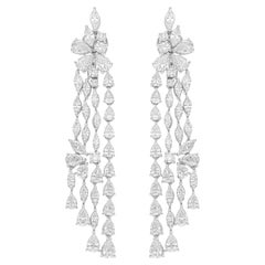 12.77 Carat SI/H Marquise Pear Diamond Chandelier Earrings 14 Karat White Gold