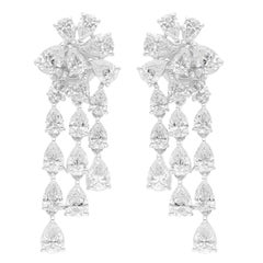 5 Carat SI/H Pear Brilliant Cut Diamond Chandelier Earrings 14 Karat White Gold