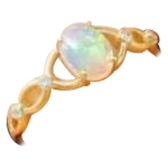 14k Solid Gold Statement Ring Diamond And Opal Wedding Ring Women Ring Jewelry.