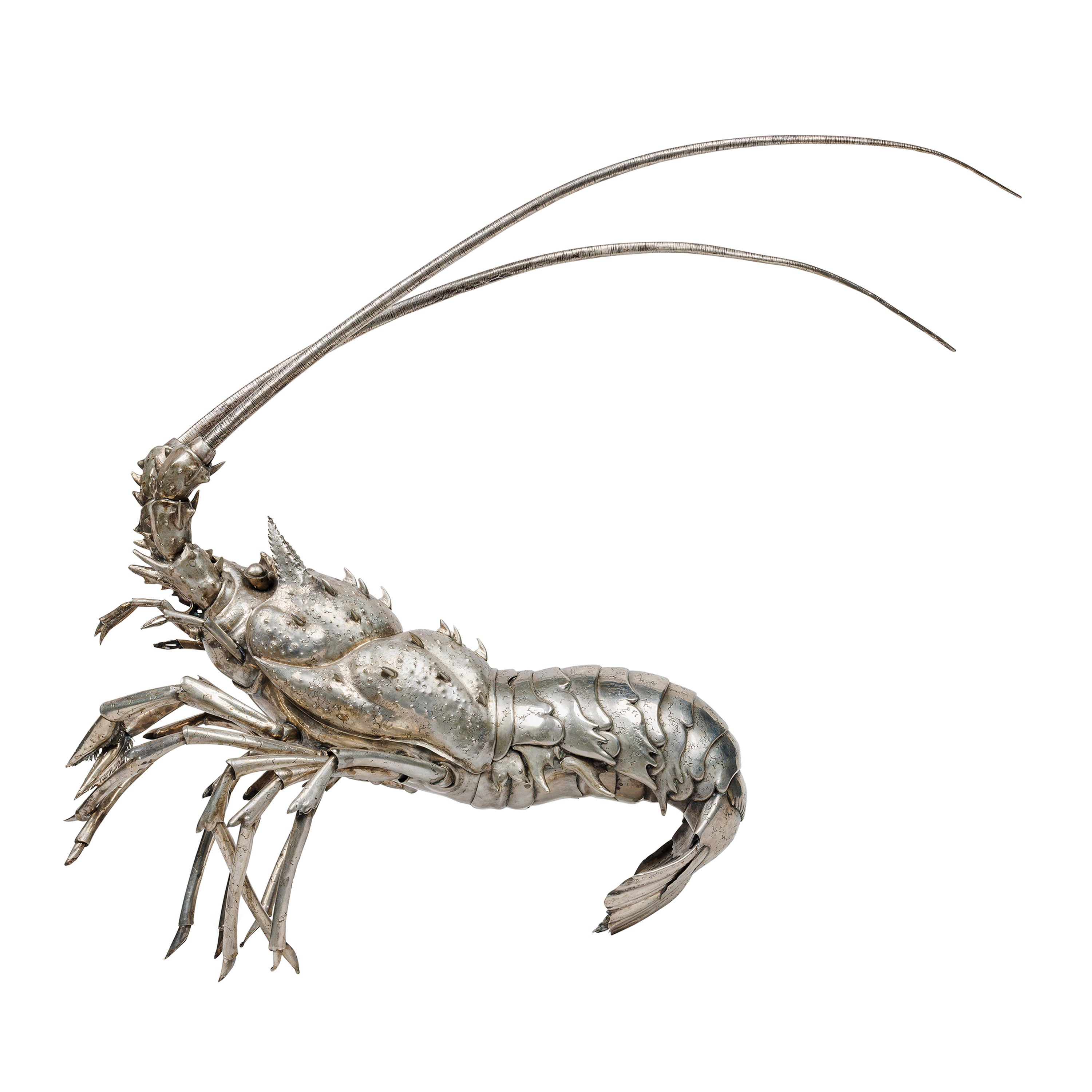 Ein großes Buccellati-Silbermodell eines realistischen Karibischen Spiny-Lobster aus Spinnen