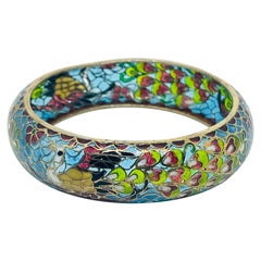 Plique à Jour Peacock Bracelet, Chinese, Translucent Enamel Bangle