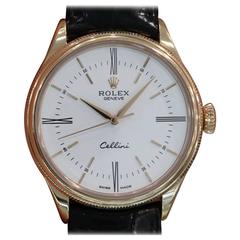 Rolex Cellini "Time"  Rose Gold White Dial 39mm Automatic Wristwatch Ref 50505