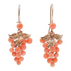 Coral, Rose Gold Dangle Earrings.