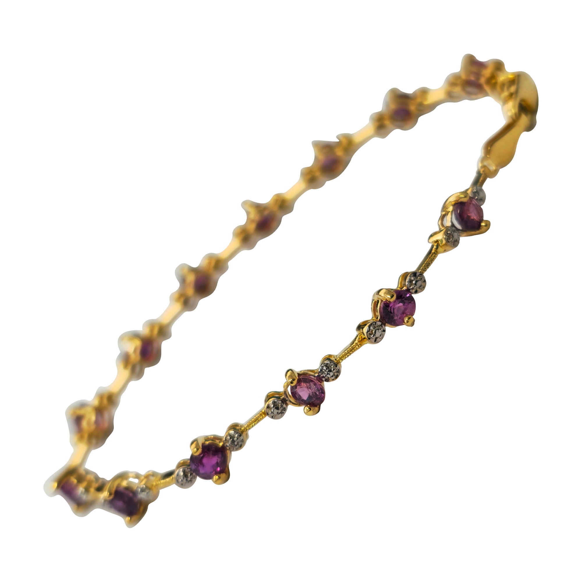 Natural 2.30 Carat Rubelite & Diamond cut Bracelet For Her For Sale