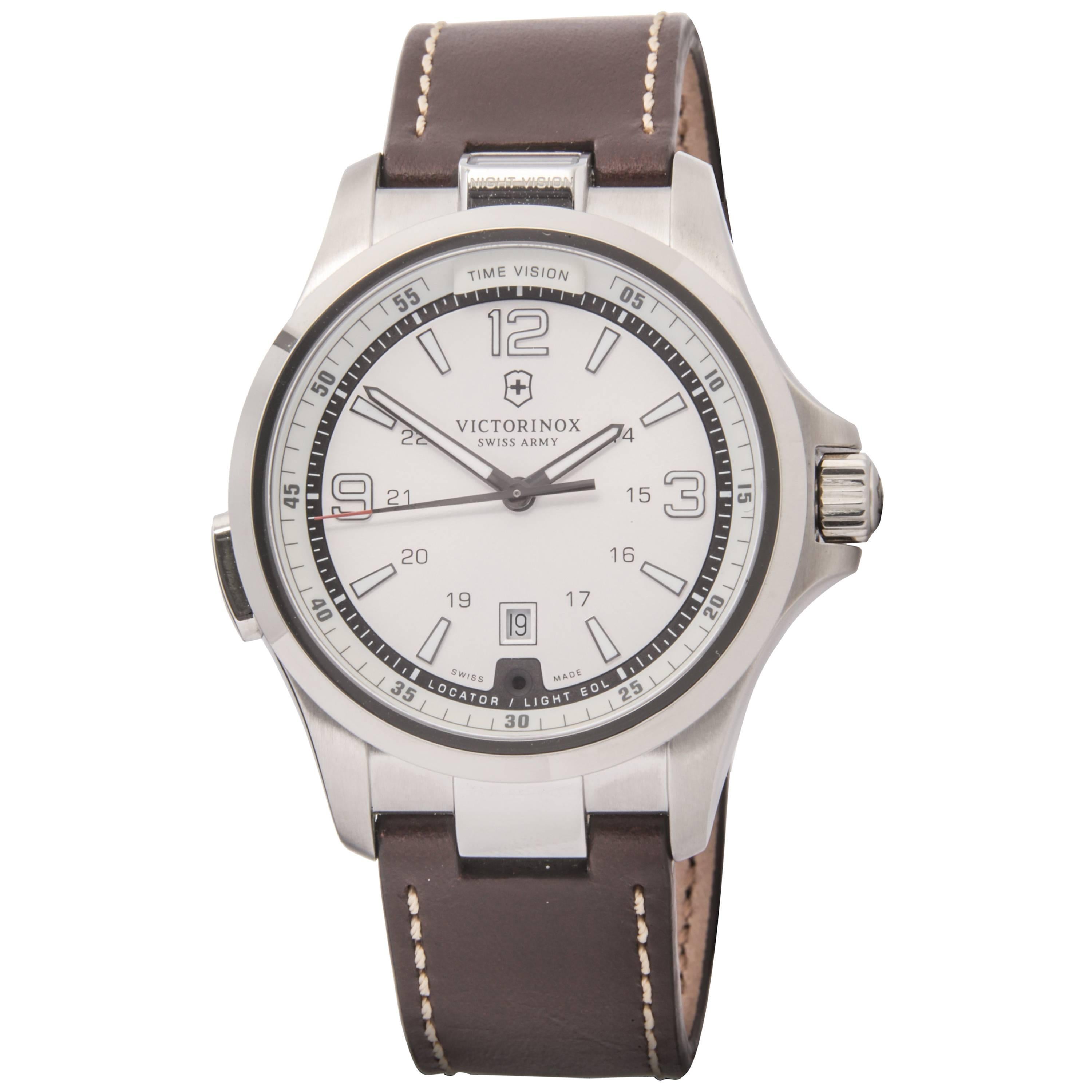 Victorinox Swiss Army Night Vision Silvered Dial Quartz Wristwatch