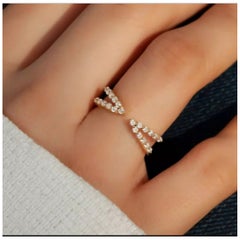 Anillo puño diamante Oro amarillo macizo 14K Anillo apilable diamante Regalo de aniversario