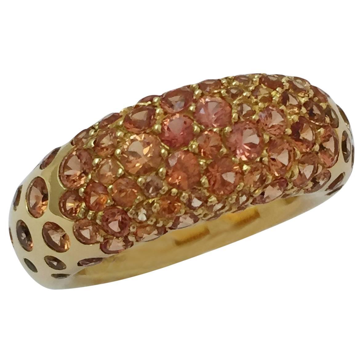 Chaumet  Caviar collection orange sapphire gold ring  For Sale