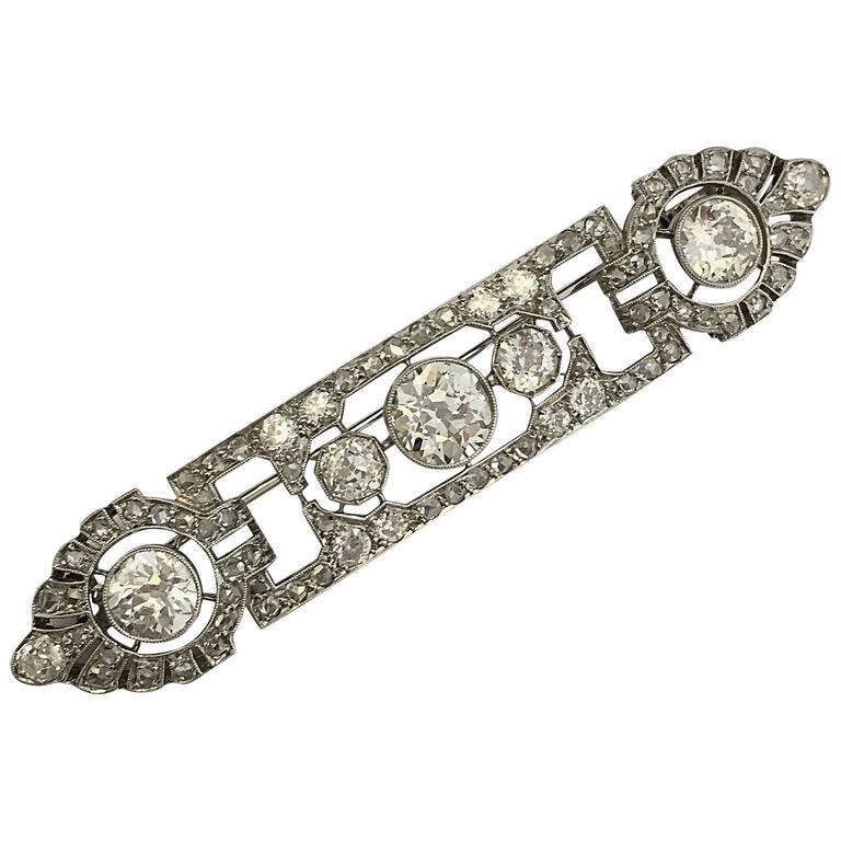 1920s Mauboussin Art Deco diamond platinum brooch For Sale at 1stdibs