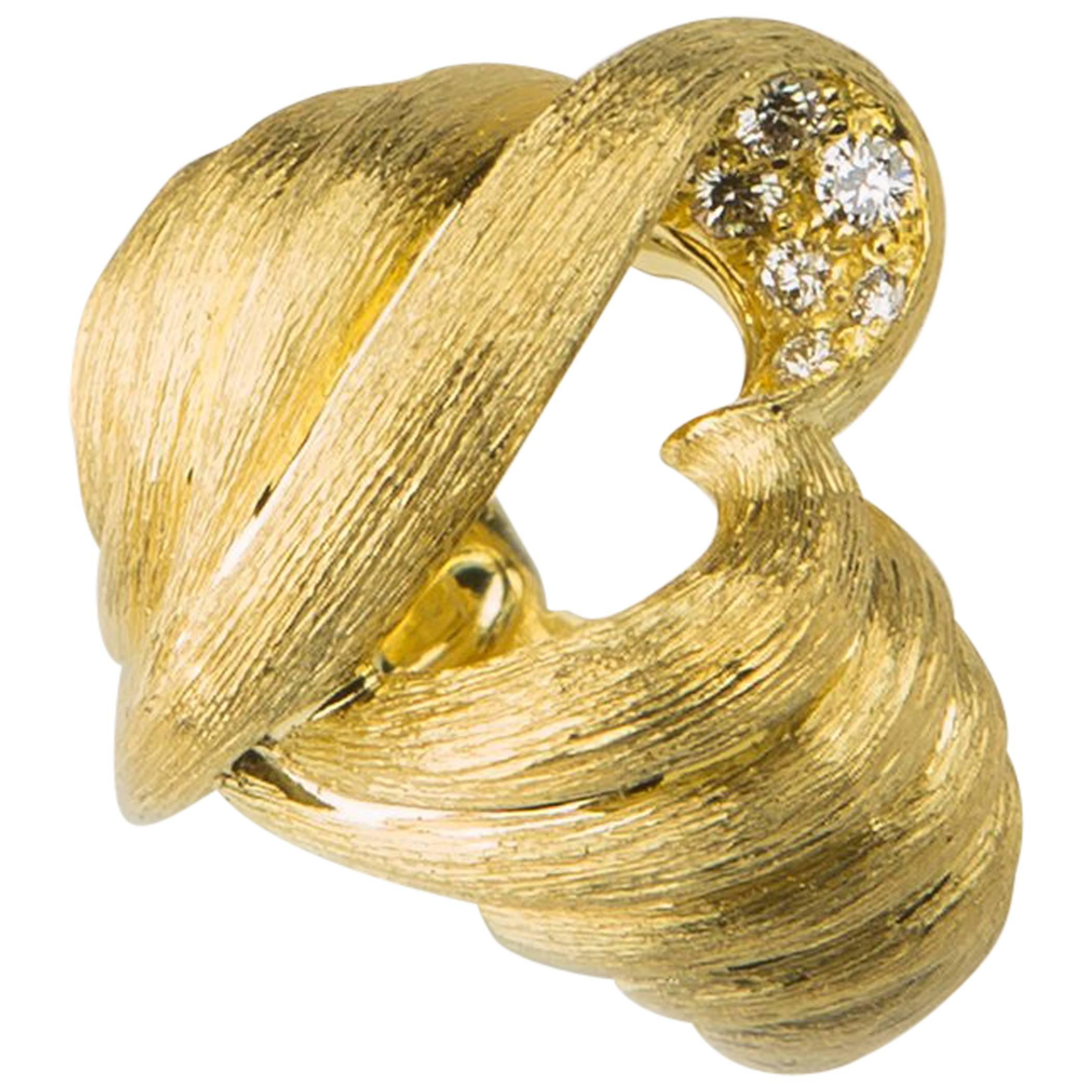 Henry Dunay Heart Motif Diamond Gold Ring