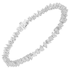 Spectrum Jewels Bracelet en or blanc 14 carats avec diamants multiformes de 5,15 carats SI/H