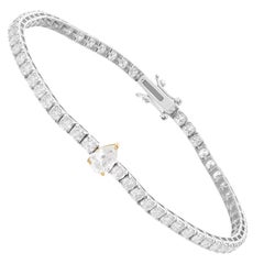 4,41 Karat SI/H Brillantschliff Diamant-Tennisarmband 14 Karat Gelbweißgold