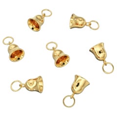 14K Solid Yellow Gold Jingle Bell Charm Pendant Jewelry Making Pendant Bell.