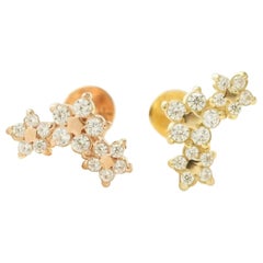 Orecchini a stella in oro massiccio 14k con diamanti veri Orecchini a stella a tre stelle con piercing a filo