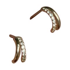 Pendientes creativos europeos de oro macizo de 14 quilates Pendientes clásicos de diamantes para mujer