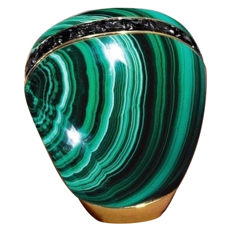 Malachite Onyx 18K Gold Ring for Her For Sale