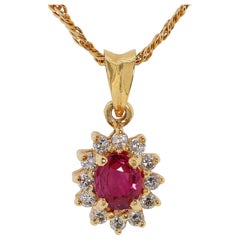 Beautiful Half Carat Sapphire Necklace with Natural Diamonds in 18K Yellow Gold