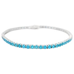 Alexander Beverly Hills Tennisarmband aus 18 Karat Weißgold mit 4,91 Karat blauem Apatit