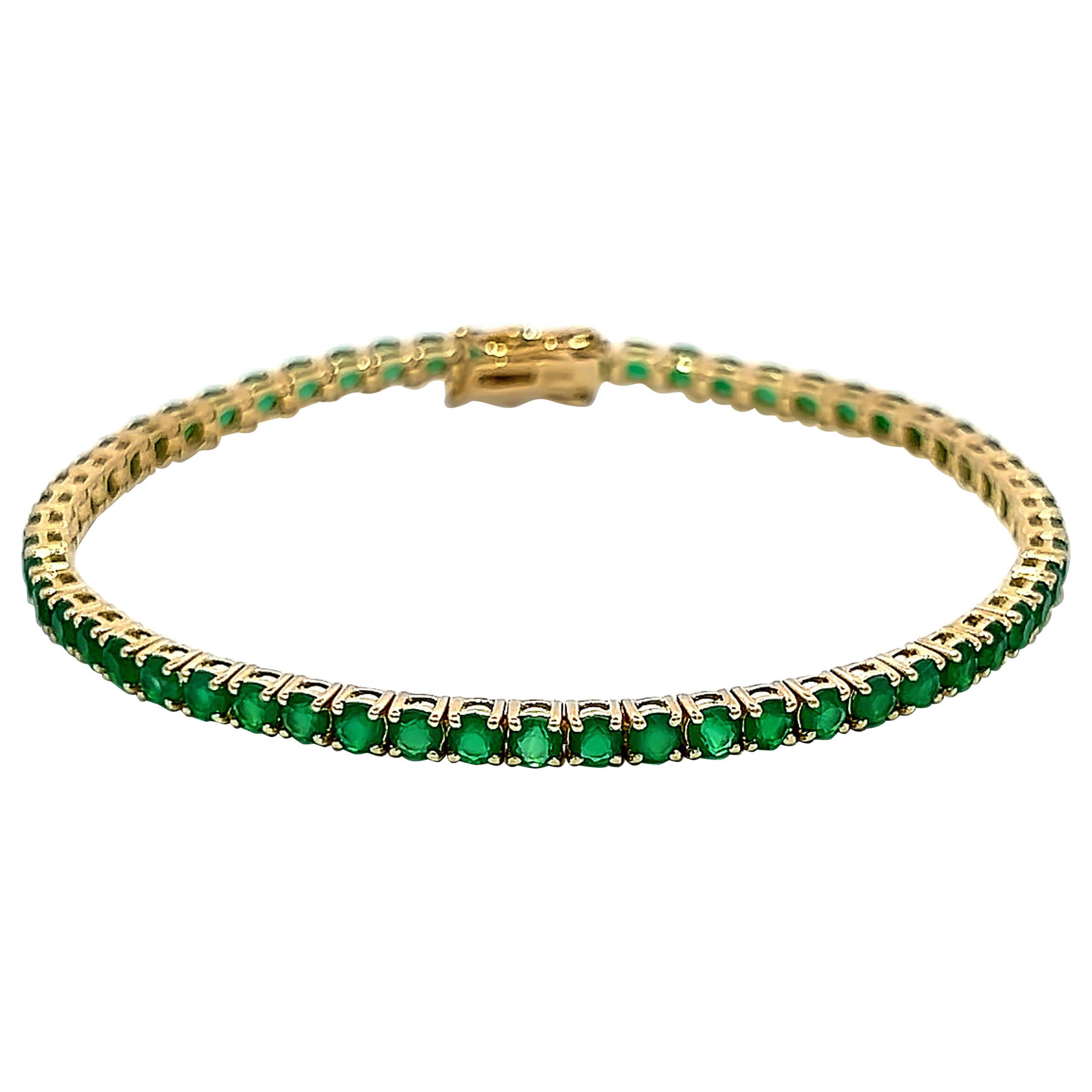 Alexander Beverly Hills 6.05ct Green Tsavorite Tennis Bracelet Yellow Gold