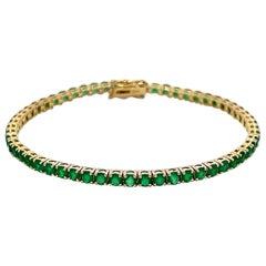 Alexander Beverly Hills 6.05ct Green Tsavorite Tennis Bracelet Yellow Gold