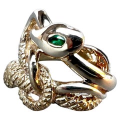 Smaragd Weiß Diamant Rubin Augen Schlange Ring Viktorianischen Stil