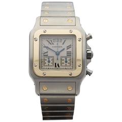 Cartier Yellow Gold Stainless Steel Santos chronograph Quartz Wristwatch