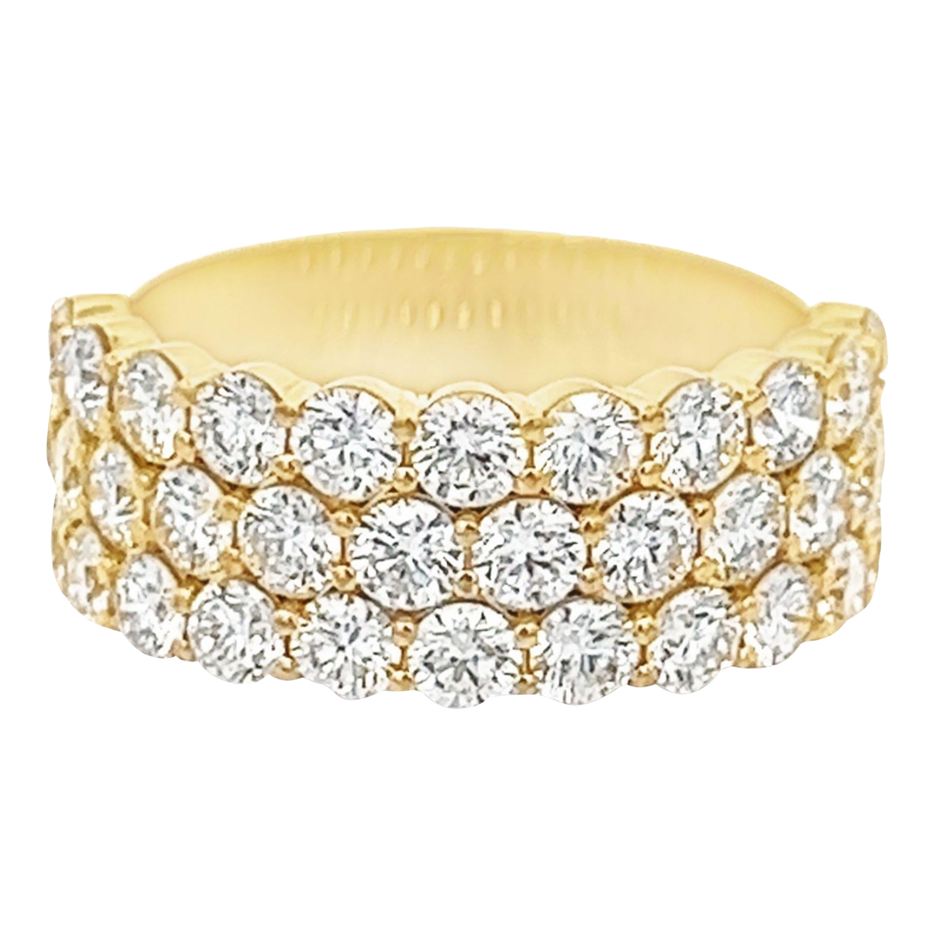Alexander Beverly Hills 2.70ct Round Three-Row Diamond Half Eternity Ring 18k For Sale