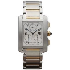 Cartier Yellow Gold Stainless Steel Tank Francaise chronograph Quartz Wristwatch