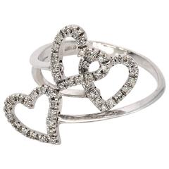 Diamond and White Gold Hearts Ring