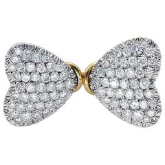 Diamond and Gold Two Hearts Brooch 8